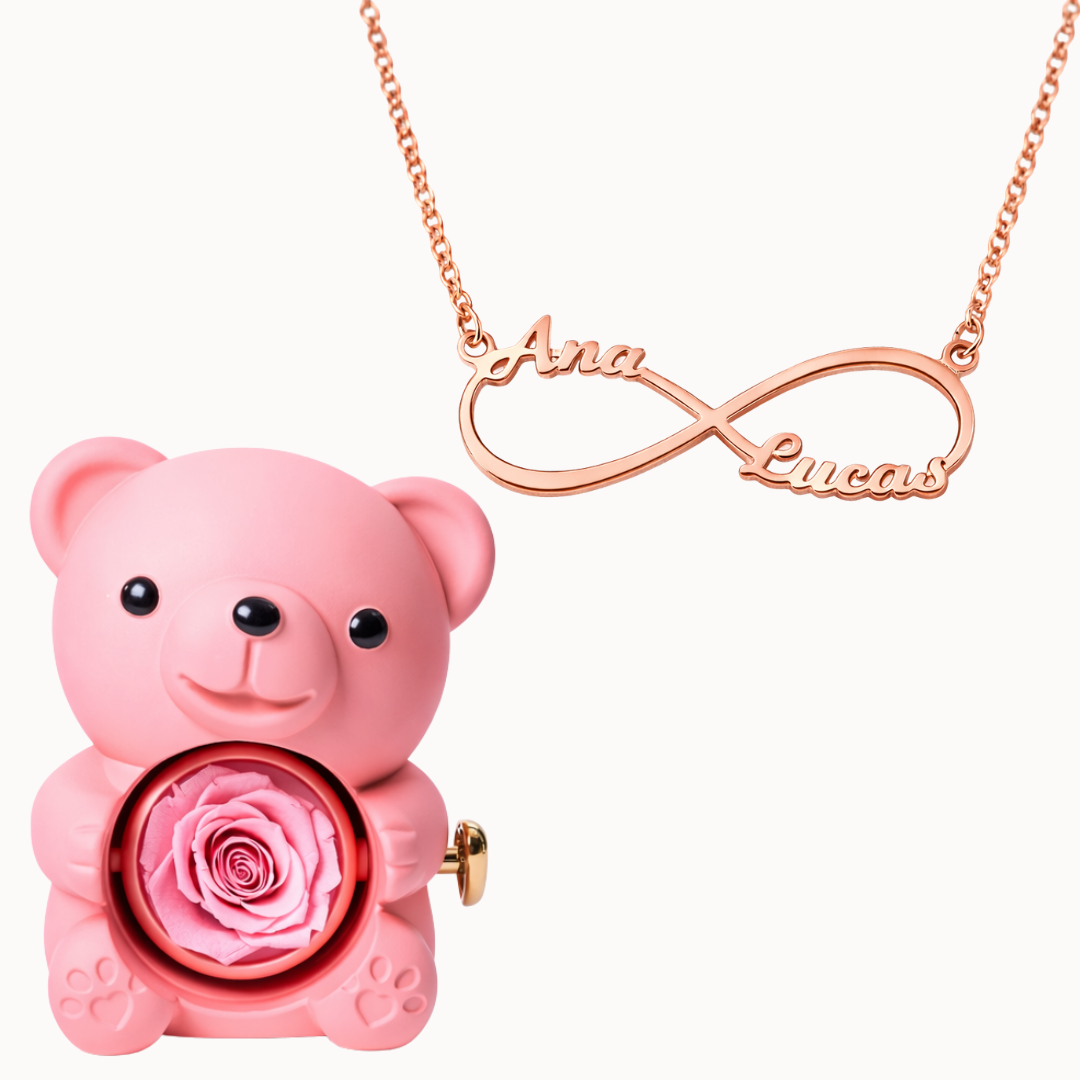 Orso Eterno con Collana Infinito Personalizzata