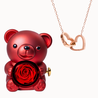 Oso Eterno con Collar Dos Corazones Personalizado