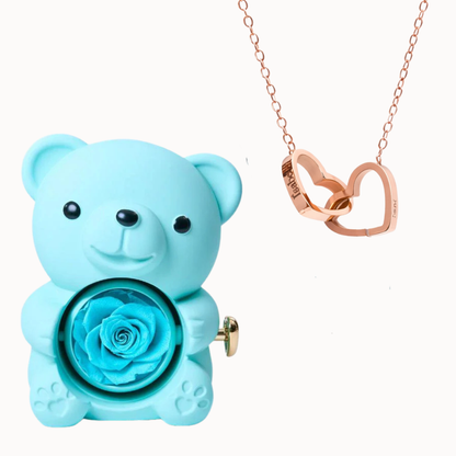 Oso Eterno con Collar Dos Corazones Personalizado