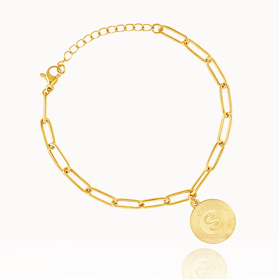 Pulsera con Inicial y Diseño de Sol Personalizada