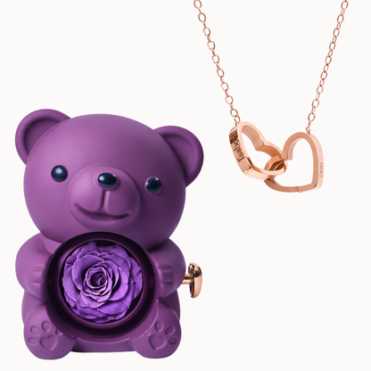 Oso Eterno con Collar Dos Corazones Personalizado