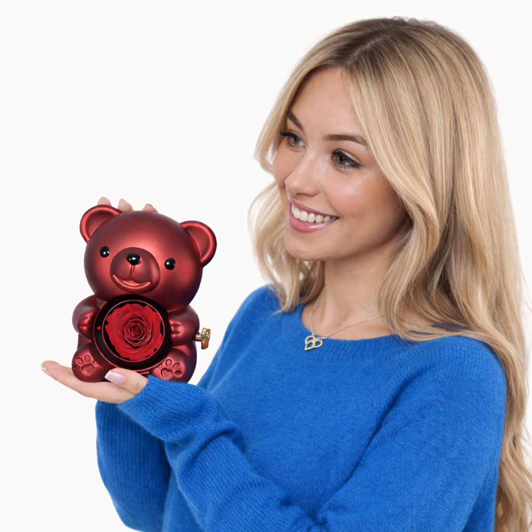 Oso Eterno con Collar Dos Corazones Personalizado