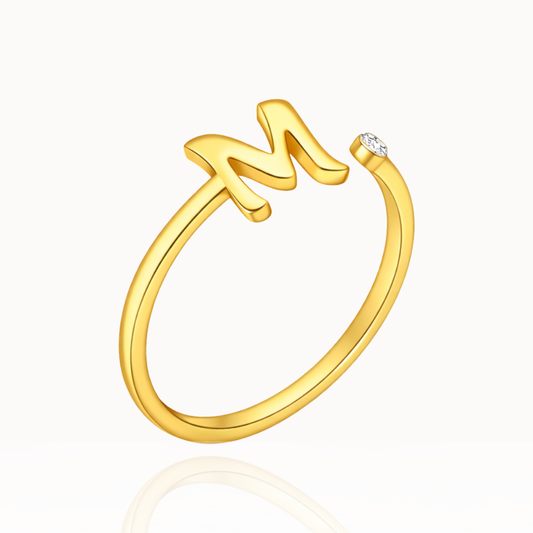 Anillo Personalizado con Inicial y Piedra de Nacimiento