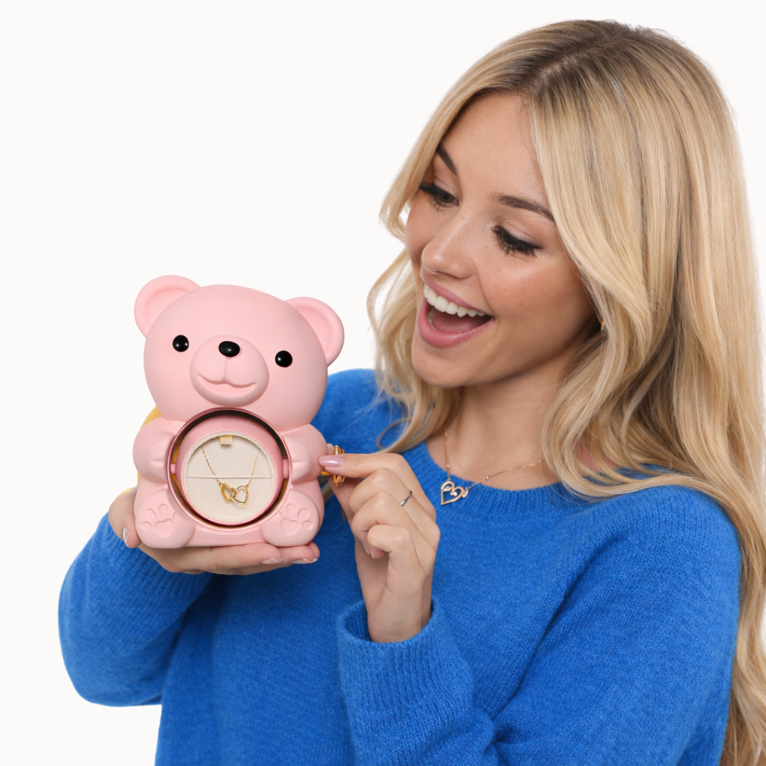 Caja Oso Eterno con Collar Corazones Entrelazados Personalizado