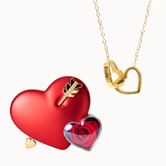 Scatola Cupido con Collana Due Cuori Personalizzata
