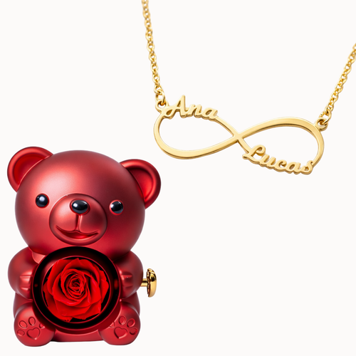 Ours éternel avec collier infini personnalisé