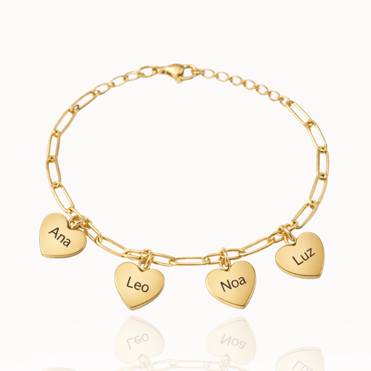 Bracciale Personalizzato con Cuori Multipli