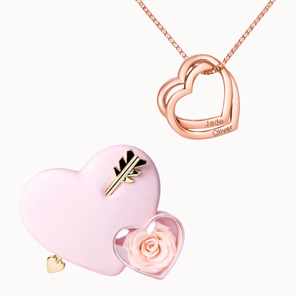 Caja Cupido con Collar Corazones Entrelazados Personalizado