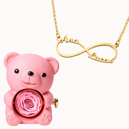Ours éternel avec collier infini personnalisé
