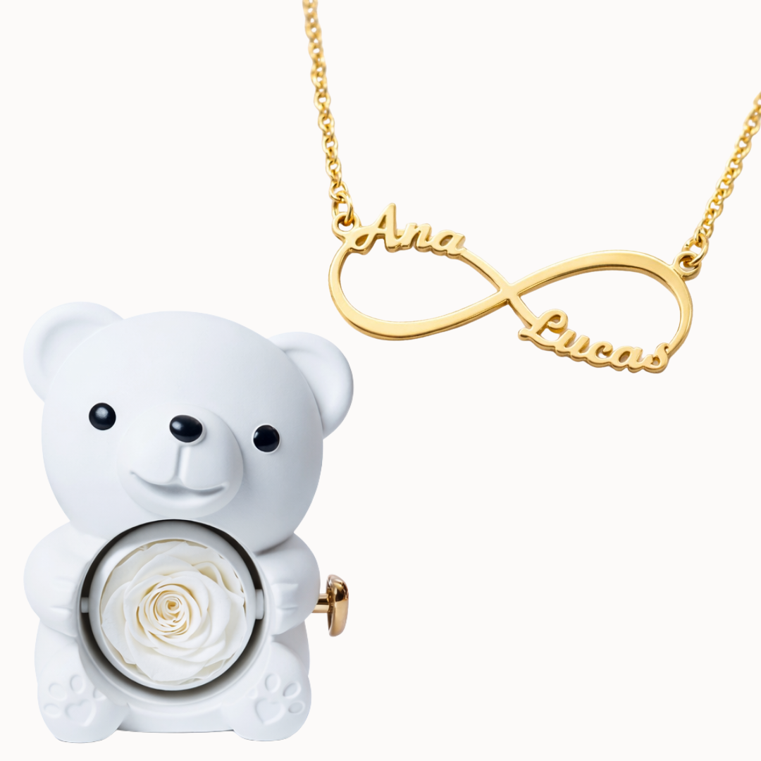 Ours éternel avec collier infini personnalisé