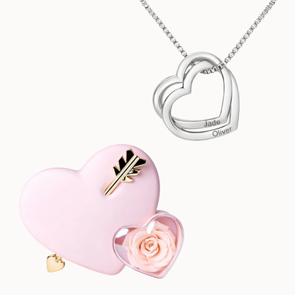 Caja Cupido con Collar Corazones Entrelazados Personalizado