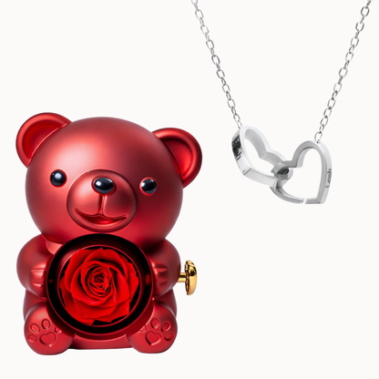 Oso Eterno con Collar Dos Corazones Personalizado