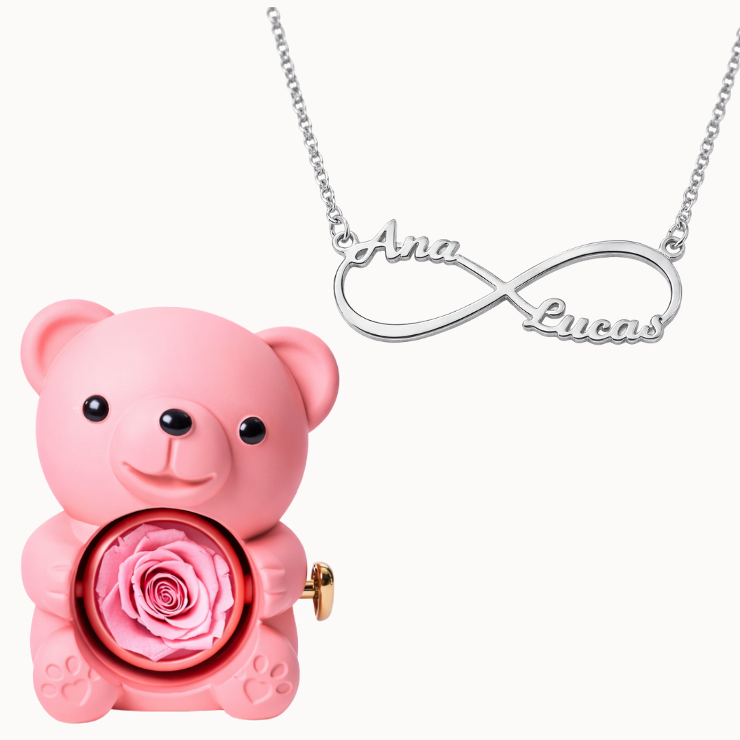 Ours éternel avec collier infini personnalisé