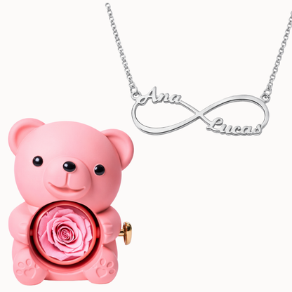 Ours éternel avec collier infini personnalisé