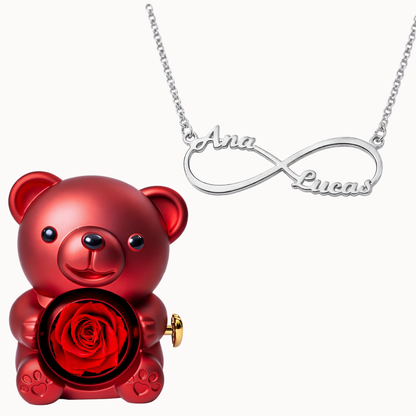 Ours éternel avec collier infini personnalisé