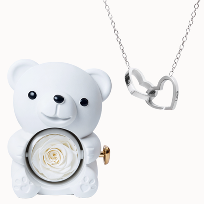 Oso Eterno con Collar Dos Corazones Personalizado