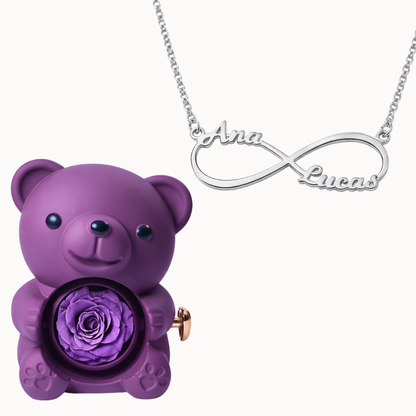 Ours éternel avec collier infini personnalisé