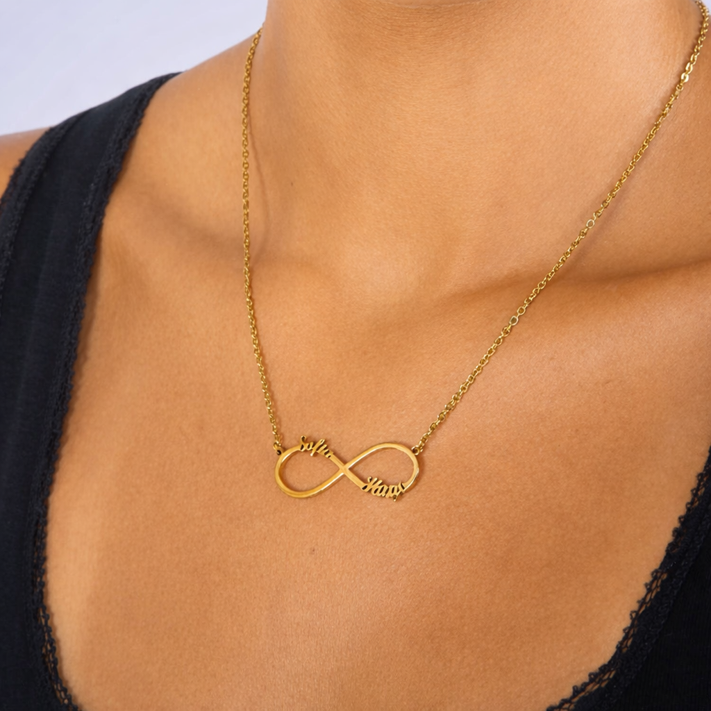Ours éternel avec collier infini personnalisé