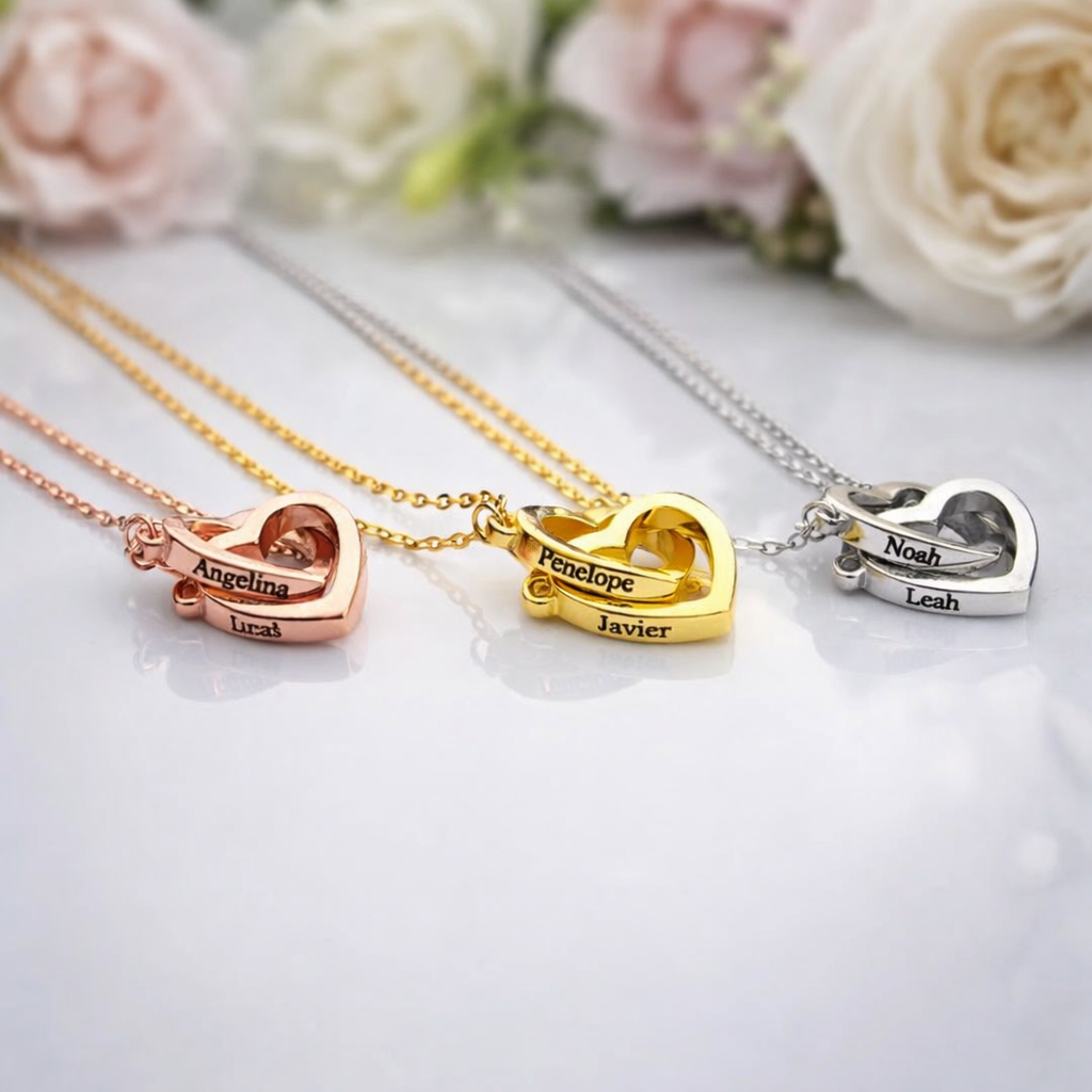 Oso Eterno con Collar Dos Corazones Personalizado