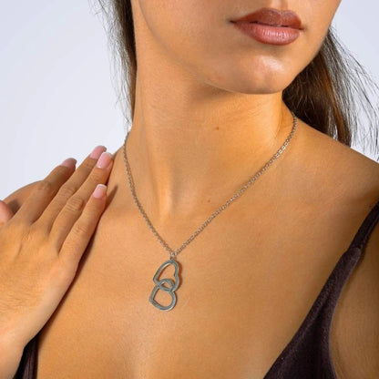 Caja Trébol Eterno con Collar Doble Corazón Personalizado